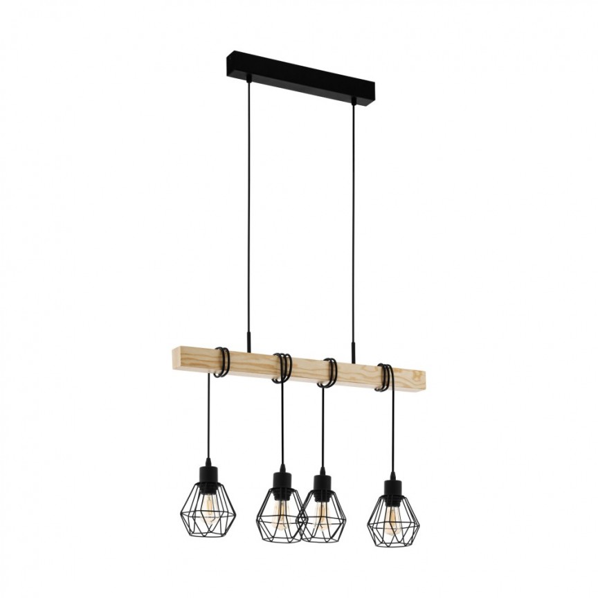 Lustra vintage suspendata design minimalist TOWNSHEND 5 negru 4L, Promotii lustre, reduceri⭐ corpuri de iluminat, mobila si decoratiuni de interior si exterior.⭕Oferte Pret redus online ➽ www.evalight.ro❗ a