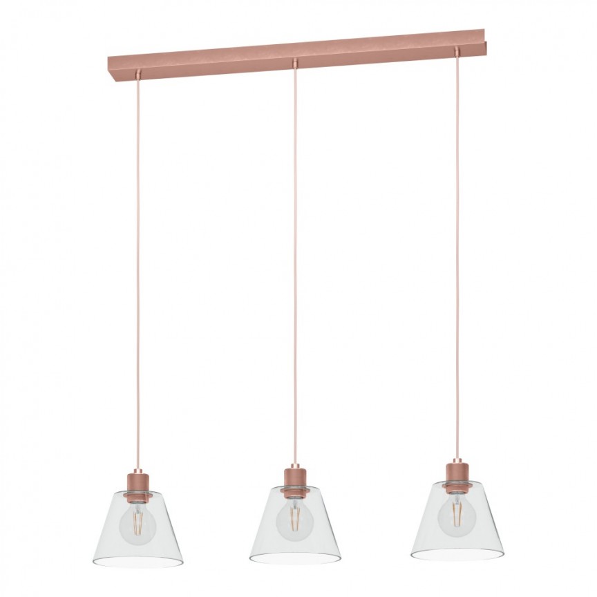 Lustra cu 3 Pendule vintage design decorativ COPLEY auriu-rose/transparent, NOU❗ Lustre VINTAGE, RETRO, INDUSTRIA Style⭐cele mai iubite❤️ corpuri de iluminat decorative moderne.✅Design antichizat unic!❤️Promotii lampi❗ ➽ www.evalight.ro. Alege candelabre elegante de lux pentru camere interior (bucatarie, dormitor si living) decorate in stil vintage sau retro, modele de calitate deosebita la cel mai bun pret. a