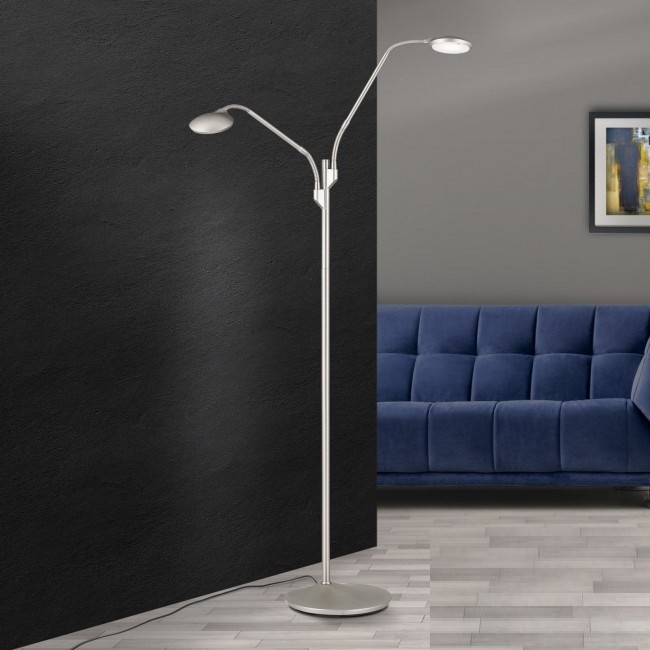 Lampadar LED dimabil stil modern Cobra satin chrome, Lampadare de podea pentru living, LED⭐ modele lampi cu picior inalt vintage, moderne si clasice.✅DeSiGn elegant de lux!❤️Promotii lampi❗ ➽www.evalight.ro. Alege corpuri de iluminat de podea pt interior cu reader LED, decorative stil industrial din metal cu picior inalt curbat, trepied din lemn, abajur din material textil, sticla, tesatura, ieftine de calitate deosebita la cel mai bun pret. a