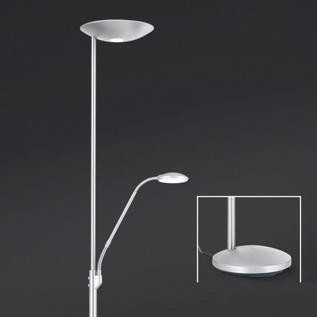 Lampadar LED dimabil stil modern Cobra satin chrome, Lampadare de podea pentru living, LED⭐ modele lampi cu picior inalt vintage, moderne si clasice.✅DeSiGn elegant de lux!❤️Promotii lampi❗ ➽www.evalight.ro. Alege corpuri de iluminat de podea pt interior cu reader LED, decorative stil industrial din metal cu picior inalt curbat, trepied din lemn, abajur din material textil, sticla, tesatura, ieftine de calitate deosebita la cel mai bun pret. a