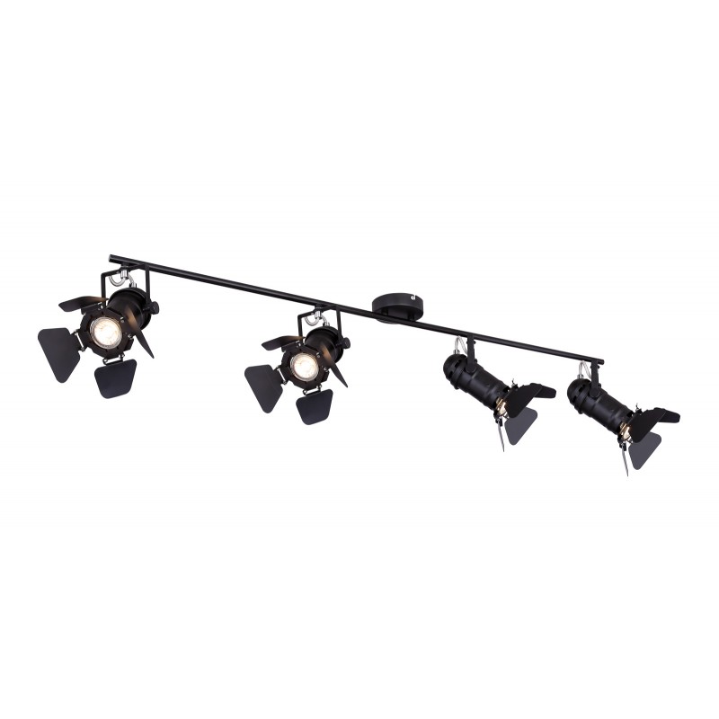 Lustra stil industrial cu 4 spoturi EGON negru, Plafoniere cu spoturi, LED⭐ modele moderne corpuri de iluminat tip spoturi aplicate pe tavan sau perete.✅Design decorativ unic!❤️Promotii lampi❗ ➽ www.evalight.ro. Alege lustre de iluminat interior tip plafoniere si aplice cu 4 spoturi pe bara cu lumina LED si directie reglabila pentru living, dormitor, bucatarie, baie, hol, camera copii, calitate de lux la cel mai bun pret. a