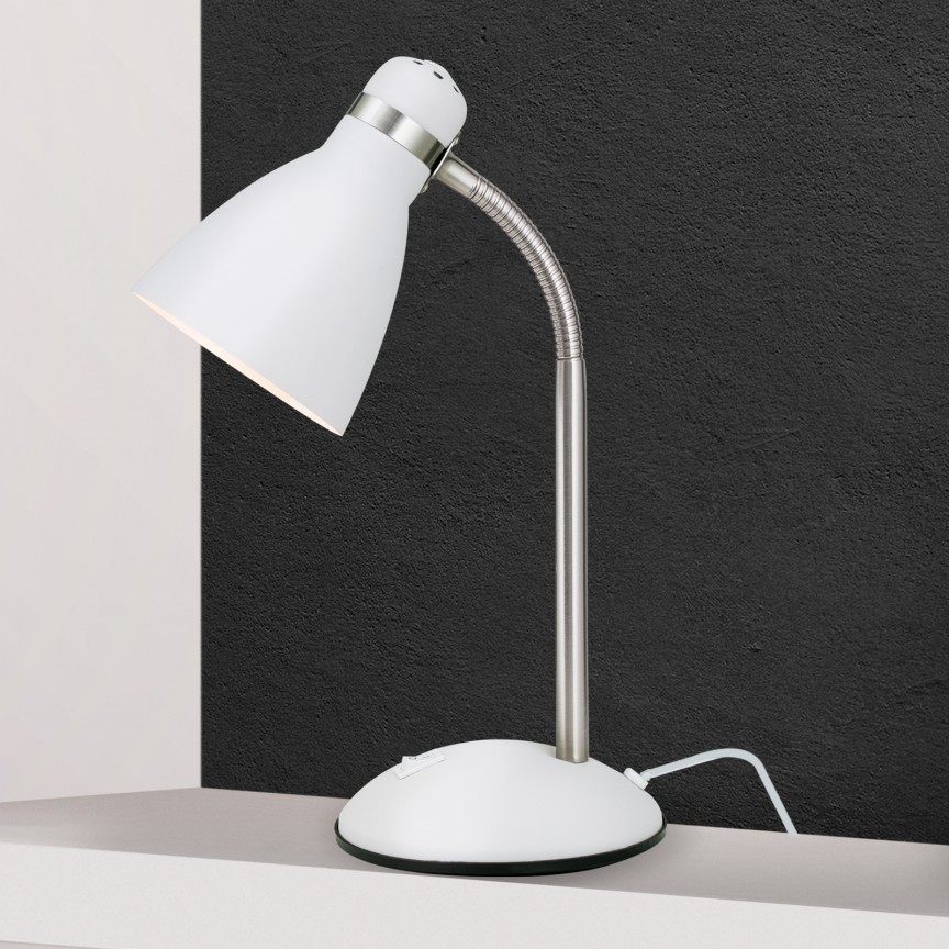 Veioza / Lampa de birou moderna SCHOOL alba, Veioze / Lampi de Birou, LED⭐ modele vintage moderne sau clasice pentru iluminat birou copii si office.✅DeSiGn original de lux!❤️Promotii lampi birou❗ ➽www.evalight.ro. Alege corpuri de iluminat birou living pt citit cu reader LED, cu brat flexibil (articulat), cu clips (clema), calitate deosebita la cel mai bun pret. a