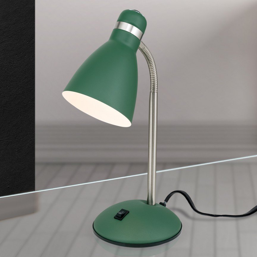 Veioza / Lampa de birou moderna SCHOOL verde, Candelabre si Lustre moderne elegante⭐ modele clasice de lux pentru living, bucatarie si dormitor.✅ DeSiGn actual Top 2020!❤️Promotii lampi❗ ➽ www.evalight.ro. Oferte corpuri de iluminat suspendate pt camere de interior (înalte), suspensii (lungi) de tip lustre si candelabre, pendule decorative stil modern, clasic, rustic, baroc, scandinav, retro sau vintage, aplicate pe perete sau de tavan, cu cristale, abajur din material textil, lemn, metal, sticla, bec Edison sau LED, ieftine de calitate deosebita la cel mai bun pret. a