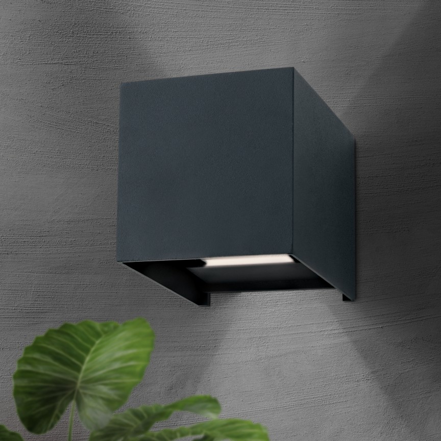 Aplica LED de exterior design modern ambiental IP54 Cube anthrazit, Corpuri de iluminat exterior⭐ modele rustice, clasice, moderne pentru gradina, terasa, curte si alei.✅Design decorativ unic!❤️Promotii lampi❗ ➽www.evalight.ro. a