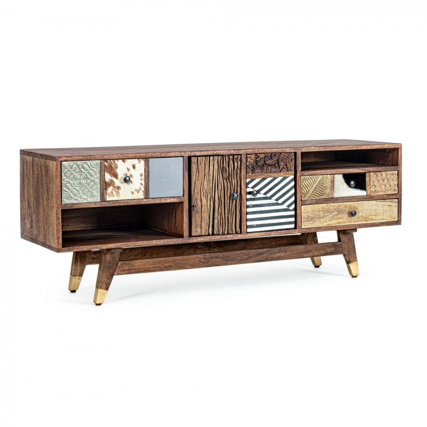 Comoda TV design scandinav DHAVAL 0746787 BZ, Dulapuri / Comode moderne⭐ modele elegante de lux mobila cu sertare, usi si rafturi pentru living, dormitor si hol.❤️Promotii dulapuri si comode TV❗ Alege comode lungi masute tip comode TV din lemn, metal, sticla, albe lucioase, cu picioare inalte metalice, oglinda: clasice in stil baroc, scandinave, minimalist, vintage retro, industrial, calitate deosebita la cel mai bun pret. a