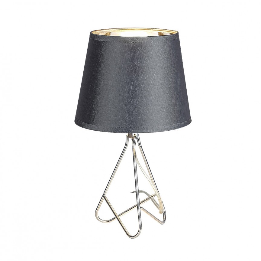 Veioza / Lampa de masa eleganta stil industrial Blanka gri/crom, Corpuri de iluminat Vintage, Industria Style⭐ lustre retro elegante pentru bucatarie, dormitor living.✅Lampi Design decorativ modern!❤️Promotii❗ ➽ www.evalight.ro. Oferte la corpuri de iluminat suspendate de tip suspensii pentru camere interior, decorate in stil antichizat retro sau vintage, abajur material textil, lemn, metal, sticla, bec tip lumanare Edison sau LED, ieftine si de lux, calitate deosebita la cel mai bun pret. a