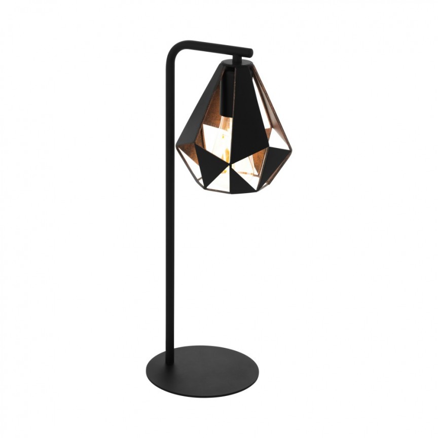 Veioza vintage design decorativ CARLTON 4 negru, cupru antichizat 43058 EL, Veioze / Lampi de birou si dormitor, LED⭐ modele scandinave moderne, elegante clasice, vintage, potrivite pe masa sau de noptiere.✅Design decorativ de lux unic!❤️Promotii lampi❗ ➽www.evalight.ro. a