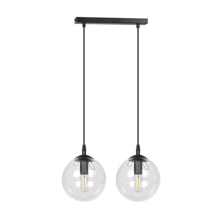 Lustra moderna stil minimalist COSMO 2 negru/transparent, Pendule / Lustre suspendate moderne, LED⭐ modele elegante pentru bucatarie, living dormitor.✅DeSiGn decorativ unic!❤️Promotii lampi❗ ➽www.evalight.ro. Alege corpuri de iluminat suspendate pt interior stil modern, suspensii de tip pendule cu cristale, abajur material textil, lemn, metal, sticla, bec tip lumanare Edison sau LED, ieftine si de lux, calitate deosebita la cel mai bun pret. a