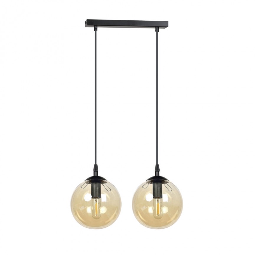 Lustra moderna stil minimalist COSMO 2 negru/chihlimbar, Pendule / Lustre suspendate moderne, LED⭐ modele elegante pentru bucatarie, living dormitor.✅DeSiGn decorativ unic!❤️Promotii lampi❗ ➽www.evalight.ro. Alege corpuri de iluminat suspendate pt interior stil modern, suspensii de tip pendule cu cristale, abajur material textil, lemn, metal, sticla, bec tip lumanare Edison sau LED, ieftine si de lux, calitate deosebita la cel mai bun pret. a