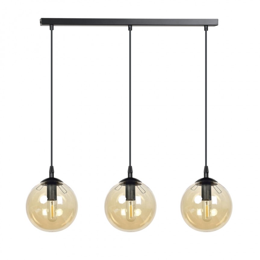 Lustra moderna stil minimalist COSMO 3 negru/chihlimbar, Pendule / Lustre suspendate moderne, LED⭐ modele elegante pentru bucatarie, living dormitor.✅DeSiGn decorativ unic!❤️Promotii lampi❗ ➽www.evalight.ro. Alege corpuri de iluminat suspendate pt interior stil modern, suspensii de tip pendule cu cristale, abajur material textil, lemn, metal, sticla, bec tip lumanare Edison sau LED, ieftine si de lux, calitate deosebita la cel mai bun pret. a