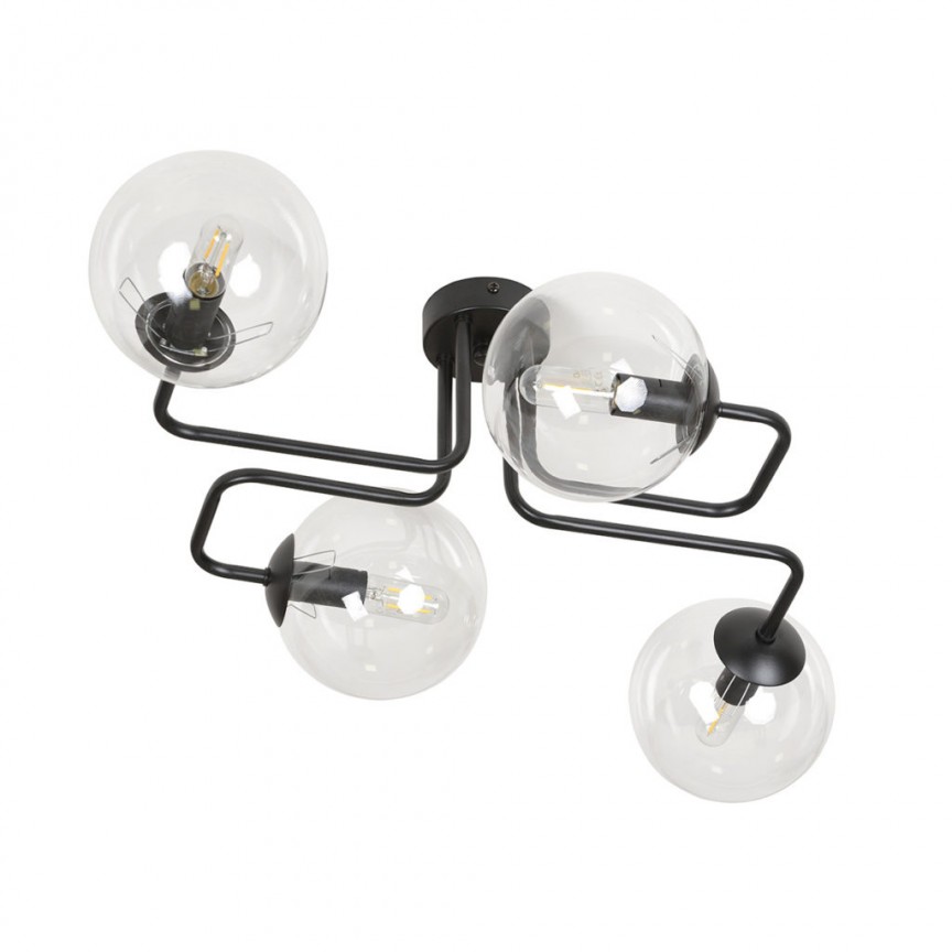 Plafoniera moderna stil minimalist BRENDI 4 negru/transparent, Plafoniere moderne, LED⭐ modele elegante pentru living, dormitor, bucatarie sau hol.✅DeSiGn decorativ actual unic!❤️Promotii lampi❗ ➽www.evalight.ro. Alege corpuri de iluminat interior de tip plafoniera, lustre aplicate de tavan si perete pt camere casa, ieftine si de lux, calitate deosebita la cel mai bun pret. a