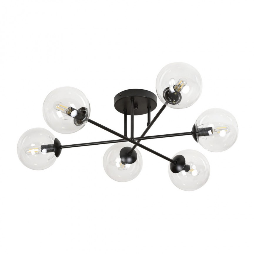 Lustra aplicata moderna stil minimalist BRENDI 6 negru/transparent, Plafoniere moderne, LED⭐ modele elegante pentru living, dormitor, bucatarie sau hol.✅DeSiGn decorativ actual unic!❤️Promotii lampi❗ ➽www.evalight.ro. Alege corpuri de iluminat interior de tip plafoniera, lustre aplicate de tavan si perete pt camere casa, ieftine si de lux, calitate deosebita la cel mai bun pret. a