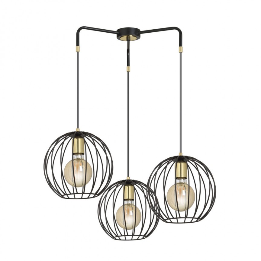 Lustra decorativa design modern ALBIO 3 negru/auriu, NOU❗ Lustre VINTAGE, RETRO, INDUSTRIA Style⭐cele mai iubite❤️ corpuri de iluminat decorative moderne.✅Design antichizat unic!❤️Promotii lampi❗ ➽ www.evalight.ro. Alege candelabre elegante de lux pentru camere interior (bucatarie, dormitor si living) decorate in stil vintage sau retro, modele de calitate deosebita la cel mai bun pret. a