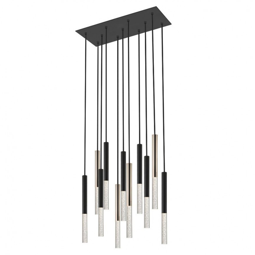 Lustra LED design minimalist cu 11 pendule One, negru mat/ french gold, Corpuri de iluminat interior, moderne⭐ modele lustre interior pentru living, dormitor, bucatarie, baie.✅DeSiGn decorativ de lux!❤️Promotii lampi❗ ➽www.evalight.ro. Alege Corpuri de iluminat interior elegante in stil modern, suspendate sau aplicate de tavan si perete, ieftine de calitate deosebita la cel mai bun pret.
 a