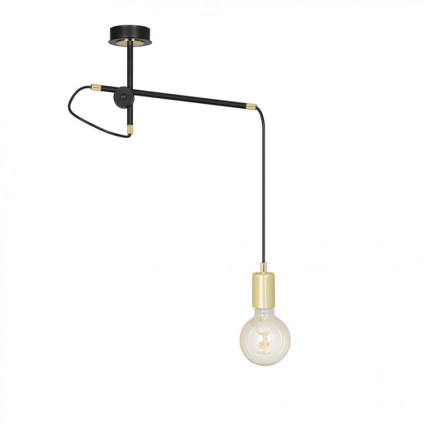 Pendul reglabil stil minimalist ARTEMIS 1 negru/auriu, Corpuri de iluminat interior, moderne⭐ modele lustre interior pentru living, dormitor, bucatarie, baie.✅DeSiGn decorativ de lux!❤️Promotii lampi❗ ➽www.evalight.ro. Alege Corpuri de iluminat interior elegante in stil modern, suspendate sau aplicate de tavan si perete, ieftine de calitate deosebita la cel mai bun pret.
 a