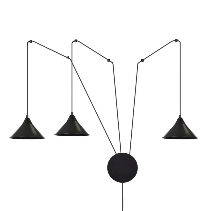 Aplica suspendata de perete / tavan reglabila ABRAMO 3 negru, Pendule / Lustre suspendate moderne, LED⭐ modele elegante pentru bucatarie, living dormitor.✅DeSiGn decorativ unic!❤️Promotii lampi❗ ➽www.evalight.ro. Alege corpuri de iluminat suspendate pt interior stil modern, suspensii de tip pendule cu cristale, abajur material textil, lemn, metal, sticla, bec tip lumanare Edison sau LED, ieftine si de lux, calitate deosebita la cel mai bun pret. a