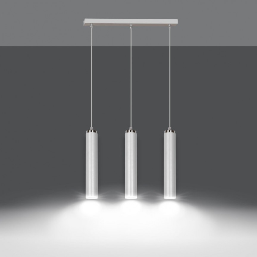 Lustra moderna cu pendule tip spot stil minimalist LUNA 3 alba, Pendule / Lustre suspendate moderne, LED⭐ modele elegante pentru bucatarie, living dormitor.✅DeSiGn decorativ unic!❤️Promotii lampi❗ ➽www.evalight.ro. Alege corpuri de iluminat suspendate pt interior stil modern, suspensii de tip pendule cu cristale, abajur material textil, lemn, metal, sticla, bec tip lumanare Edison sau LED, ieftine si de lux, calitate deosebita la cel mai bun pret. a