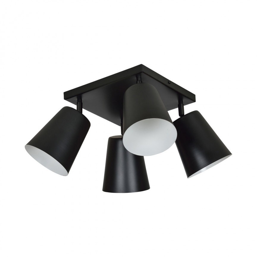 Plafoniera metal design modern minimalist PRISM 4 negru/alb, Plafoniere cu 4 spoturi, LED⭐ modele moderne corpuri de iluminat tip spoturi aplicate pe tavan sau perete.✅Design decorativ unic!❤️Promotii lampi❗ ➽ www.evalight.ro. Alege oferte lustre de iluminat interior tip plafoniere si aplice cu 4 spoturi pe bara cu lumina LED si directie reglabila pentru living, dormitor, bucatarie, baie, hol, camera copii, calitate de lux la cel mai bun pret. a