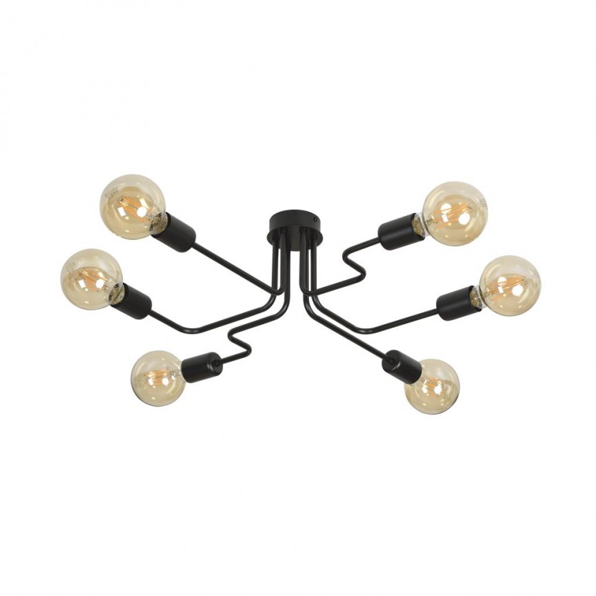 Lustra aplicata tavan stil minimalist HARMONY 6 negru, Candelabre Vintage, Retro⭐ modele lustre decorative moderne pentru iluminat bucatarie, dormitor si living.✅Design elegant unic!❤️Promotii lampi❗ ➽ www.evalight.ro. Oferte la corpuri de iluminat suspendate de tip suspensii pentru camere interior, decorate in stil antichizat industrial, retro sau vintage, abajur material textil, lemn, metal, sticla, bec tip lumanare Edison sau LED, ieftine si de lux, calitate deosebita la cel mai bun pret. a