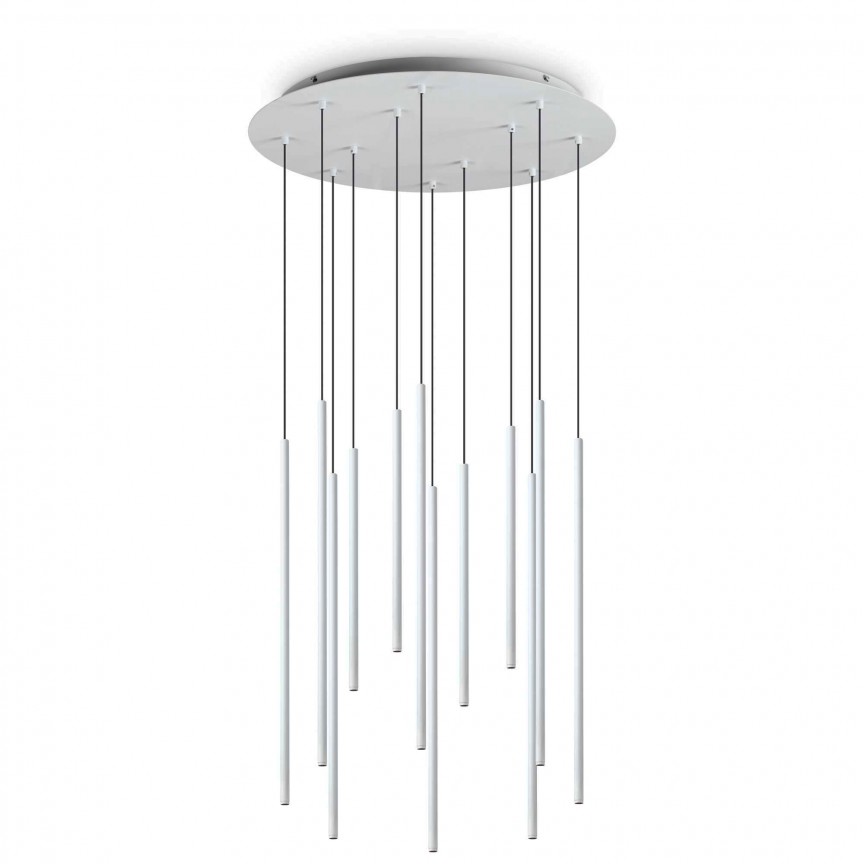 Lustra cu 12 pendule LED design tubular FILO SP12 BIANCO, Pendule / Lustre suspendate moderne, LED⭐ modele elegante pentru bucatarie, living dormitor.✅DeSiGn decorativ unic!❤️Promotii lampi❗ ➽www.evalight.ro. Alege corpuri de iluminat suspendate pt interior stil modern, suspensii de tip pendule cu cristale, abajur material textil, lemn, metal, sticla, bec tip lumanare Edison sau LED, ieftine si de lux, calitate deosebita la cel mai bun pret. a