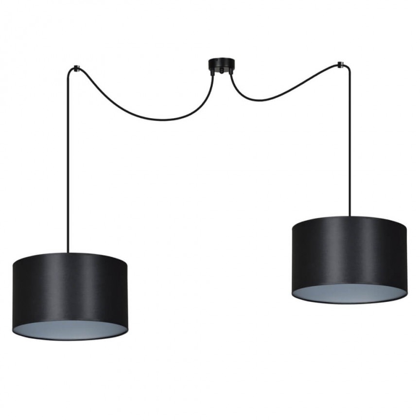 Lustra moderna cu 2 pendule ROTO 2 BL negru/ argintiu, Pendule / Lustre suspendate moderne, LED⭐ modele elegante pentru bucatarie, living dormitor.✅DeSiGn decorativ unic!❤️Promotii lampi❗ ➽www.evalight.ro. Alege corpuri de iluminat suspendate pt interior stil modern, suspensii de tip pendule cu cristale, abajur material textil, lemn, metal, sticla, bec tip lumanare Edison sau LED, ieftine si de lux, calitate deosebita la cel mai bun pret. a