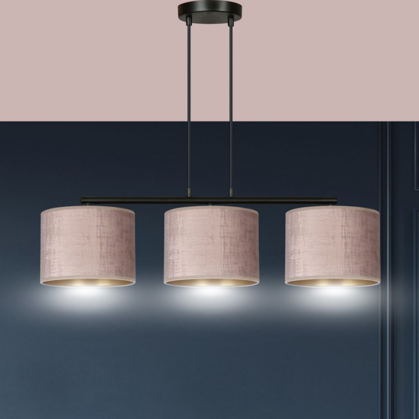 Lustra moderna design elegant HILDE 3 roze, Candelabre si Lustre moderne elegante⭐ modele clasice de lux pentru living, bucatarie si dormitor.✅ DeSiGn actual Top 2020!❤️Promotii lampi❗ ➽ www.evalight.ro. Oferte corpuri de iluminat suspendate pt camere de interior (înalte), suspensii (lungi) de tip lustre si candelabre, pendule decorative stil modern, clasic, rustic, baroc, scandinav, retro sau vintage, aplicate pe perete sau de tavan, cu cristale, abajur din material textil, lemn, metal, sticla, bec Edison sau LED, ieftine de calitate deosebita la cel mai bun pret. a