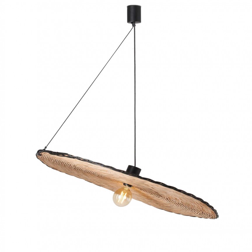 Lustra / Pendul suspendat design natural din ratan COSTAS 100cm, Pendule / Lustre suspendate moderne, LED⭐ modele elegante pentru bucatarie, living dormitor.✅DeSiGn decorativ unic!❤️Promotii lampi❗ ➽www.evalight.ro. Alege corpuri de iluminat suspendate pt interior stil modern, suspensii de tip pendule cu cristale, abajur material textil, lemn, metal, sticla, bec tip lumanare Edison sau LED, ieftine si de lux, calitate deosebita la cel mai bun pret. a