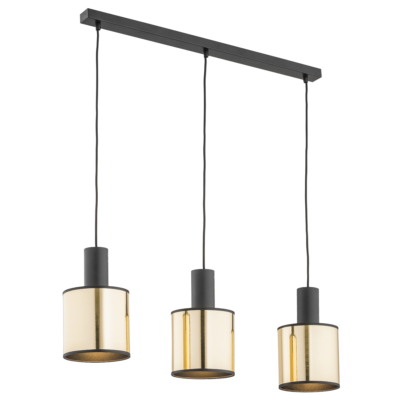 Lustra cu 3 Pendule design modern minimalist HERMAN negru/auriu, Candelabre si Lustre moderne elegante⭐ modele clasice de lux pentru living, bucatarie si dormitor.✅ DeSiGn actual Top 2020!❤️Promotii lampi❗ ➽ www.evalight.ro. Oferte corpuri de iluminat suspendate pt camere de interior (înalte), suspensii (lungi) de tip lustre si candelabre, pendule decorative stil modern, clasic, rustic, baroc, scandinav, retro sau vintage, aplicate pe perete sau de tavan, cu cristale, abajur din material textil, lemn, metal, sticla, bec Edison sau LED, ieftine de calitate deosebita la cel mai bun pret. a