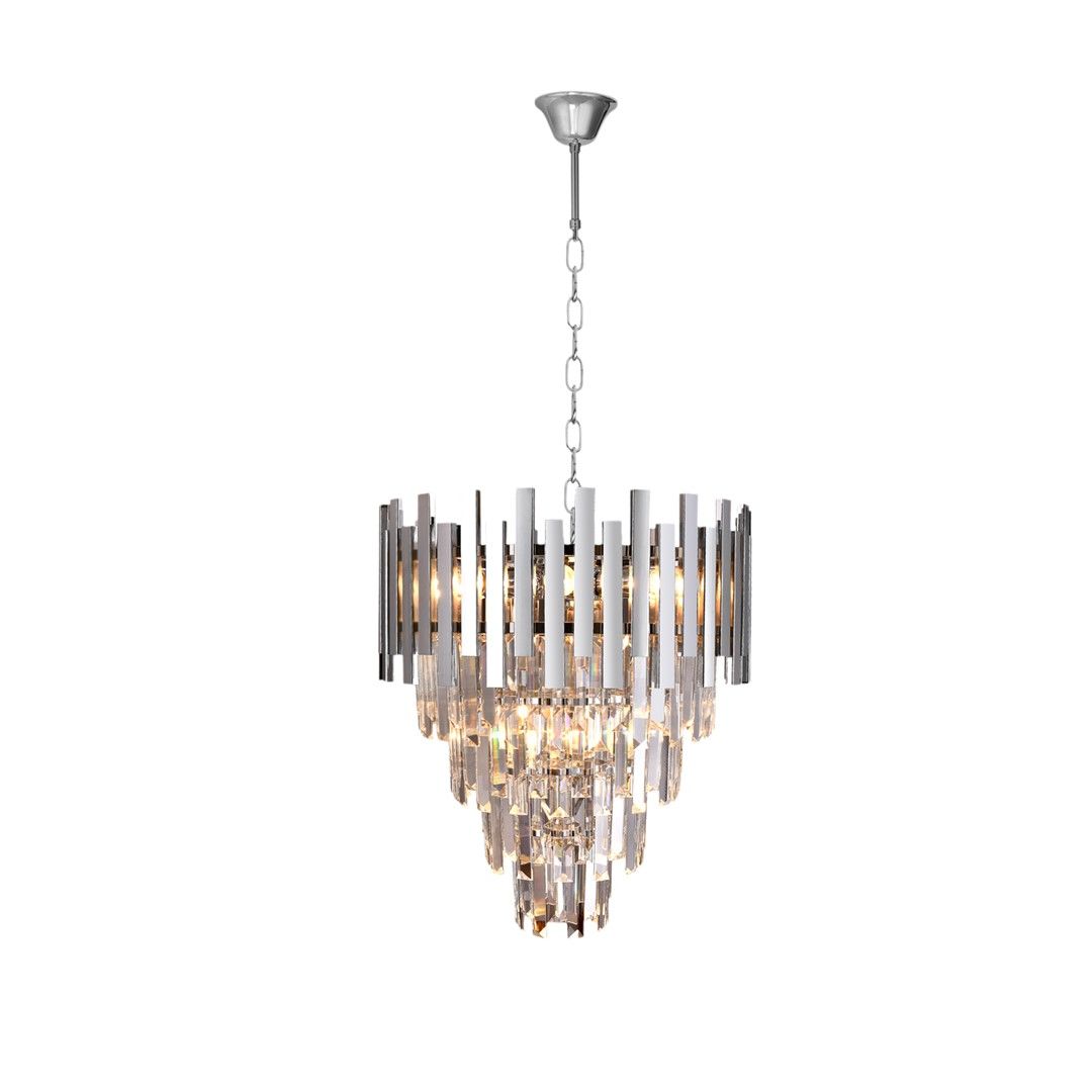 Lustra deosebita design lux ASPEN II CHROME MLG-ML5997, Candelabre si Lustre moderne⭐ modele elegante de lux pentru dormitor living, bucatarie.✅DeSiGn decorativ unic!❤️Promotii lampi❗ ➽www.evalight.ro. Alege corpuri de iluminat suspendate pt interior stil modern, suspensii de tip pendule cu cristale, abajur material textil, lemn, metal, sticla, bec tip lumanare Edison sau LED, ieftine de calitate deosebita la cel mai bun pret.

 a