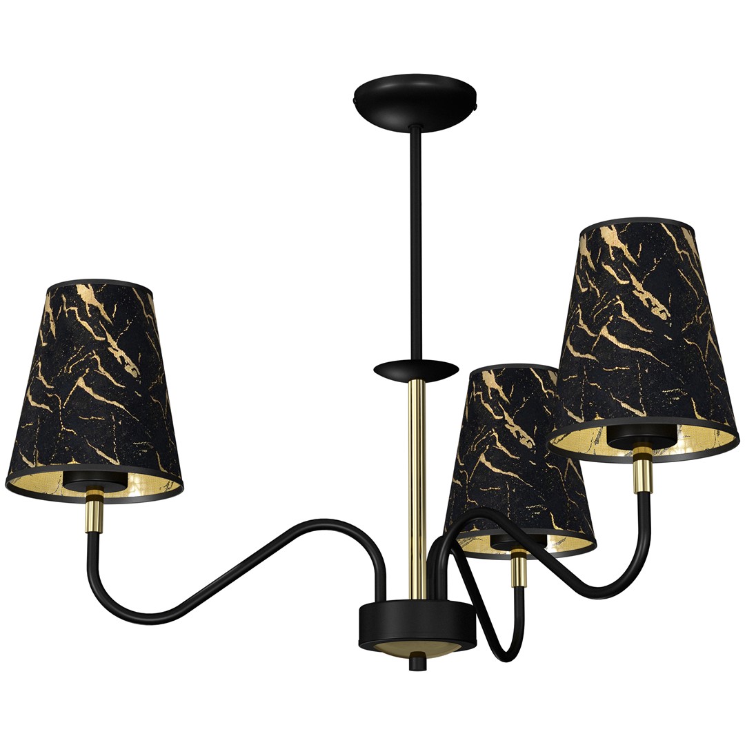 Candelabru cu 3 brate design modern HERMES negru, auriu MLG-MLP7281, Candelabre si Lustre moderne⭐ modele elegante de lux pentru dormitor living, bucatarie.✅DeSiGn decorativ unic!❤️Promotii lampi❗ ➽www.evalight.ro. Alege corpuri de iluminat suspendate pt interior stil modern, suspensii de tip pendule cu cristale, abajur material textil, lemn, metal, sticla, bec tip lumanare Edison sau LED, ieftine de calitate deosebita la cel mai bun pret.

 a