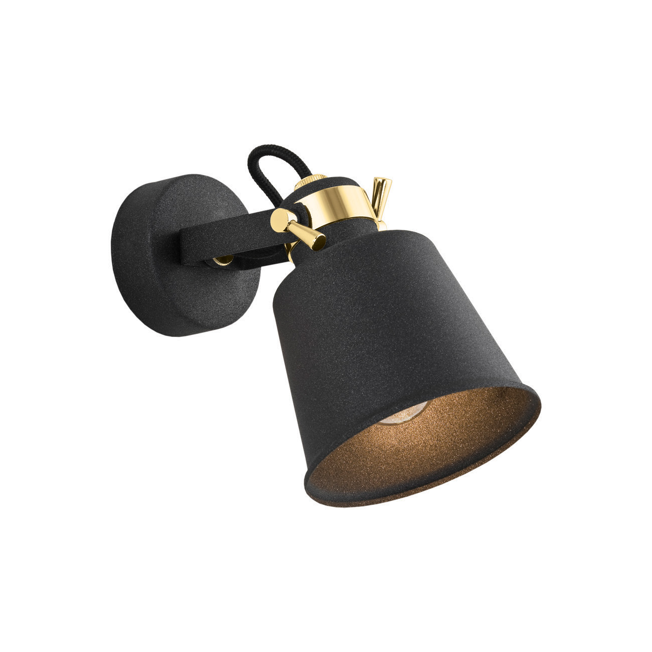 Aplica metalica reglabila stil industial KONGO negru/aurie, Aplice de perete minimaliste, LED⭐ modele moderne potrivite pentru dormitor, living, baie, hol, bucatarie.✅DeSiGn decorativ unic!❤️Promotii lampi❗ ➽www.evalight.ro. Alege corpuri de iluminat interior tip lustra in stil minimalist, (plafoniera) spoturi aplicate pe perete sau tavan (plafon) pt camere casa, cu lumina ambientala, din (sticla,lemn,inox, crom), cu intrerupator, ieftine si simple, calitate deosebita la cel mai bun pret. a