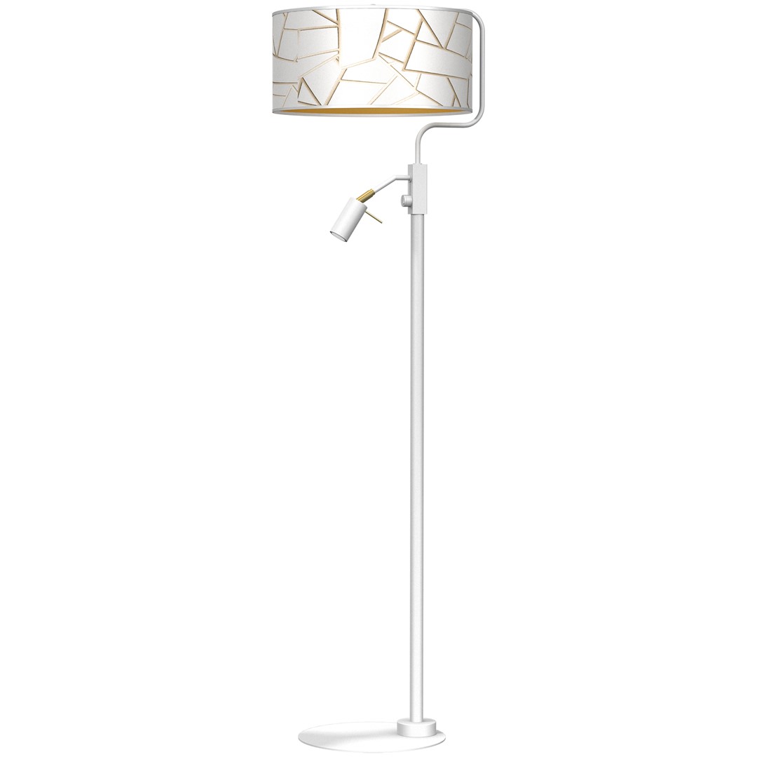 Lampadar cu reader mini GU10 design modern ZIGGY alb, auriu MLG-MLP7571, Lampadare moderne de podea⭐ modele elegante pentru iluminat camera living dormitor.✅DeSiGn decorativ de lux unic!❤️Promotii lampi❗ ➽www.evalight.ro. Alege corpuri de iluminat de podea pt interior cu reader LED, ieftine de calitate deosebita la cel mai bun pret. a