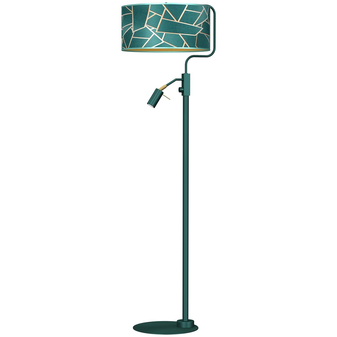 Lampadar cu reader mini GU10 design modern ZIGGY verde, auriu MLG-MLP7582, Lampadare moderne de podea⭐ modele elegante pentru iluminat camera living dormitor.✅DeSiGn decorativ de lux unic!❤️Promotii lampi❗ ➽www.evalight.ro. Alege corpuri de iluminat de podea pt interior cu reader LED, ieftine de calitate deosebita la cel mai bun pret. a