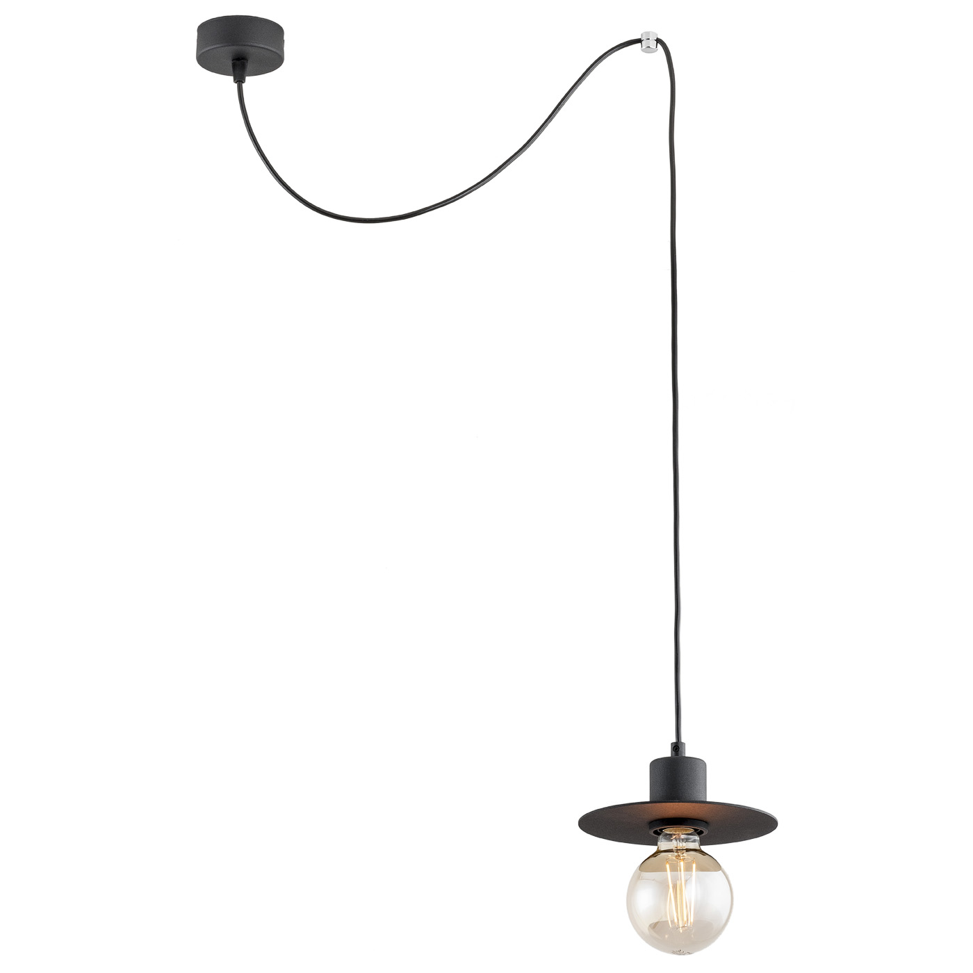 Pendul metalic stil industrial CORSO negru, Corpuri de iluminat Vintage, Industria Style⭐ lustre retro elegante pentru bucatarie, dormitor living.✅Lampi Design decorativ modern!❤️Promotii❗ ➽ www.evalight.ro. Oferte la corpuri de iluminat suspendate de tip suspensii pentru camere interior, decorate in stil antichizat retro sau vintage, abajur material textil, lemn, metal, sticla, bec tip lumanare Edison sau LED, ieftine si de lux, calitate deosebita la cel mai bun pret. a