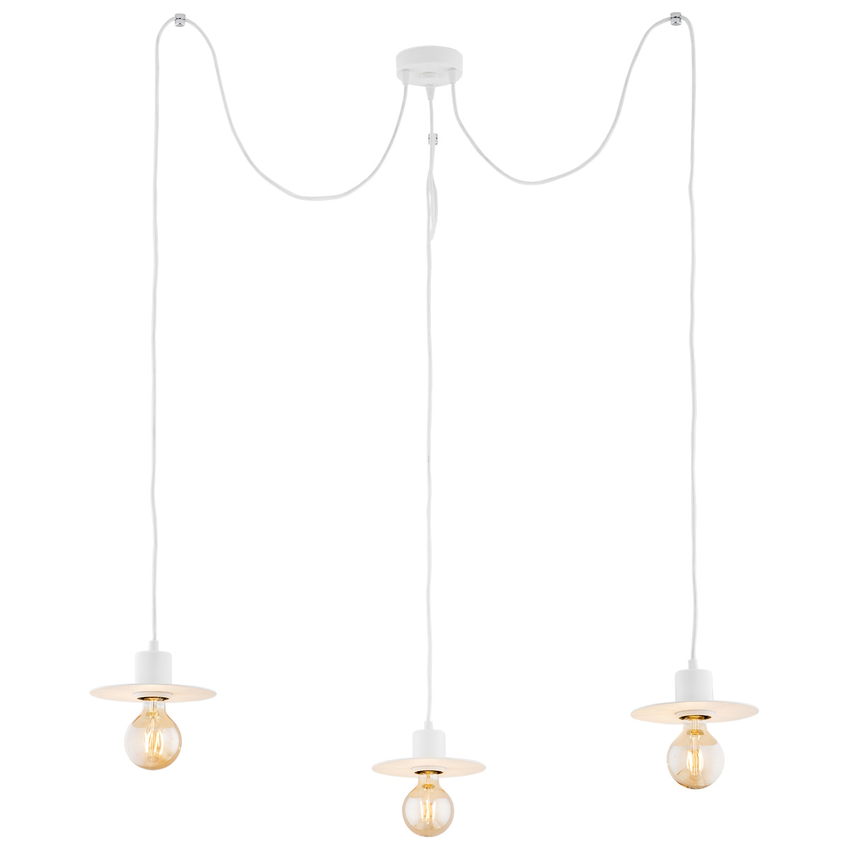 Lustra cu Pendule metalice stil industrial CORSO 3 alb, Corpuri de iluminat Vintage, Industria Style⭐ lustre retro elegante pentru bucatarie, dormitor living.✅Lampi Design decorativ modern!❤️Promotii❗ ➽ www.evalight.ro. Oferte la corpuri de iluminat suspendate de tip suspensii pentru camere interior, decorate in stil antichizat retro sau vintage, abajur material textil, lemn, metal, sticla, bec tip lumanare Edison sau LED, ieftine si de lux, calitate deosebita la cel mai bun pret. a