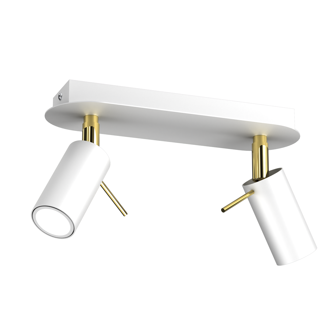 Lustra cu 2 spoturi mini GU10 directionabile design modern PRESTON GOLD alb, auriu, Candelabre si Lustre moderne elegante⭐ modele clasice de lux pentru living, bucatarie si dormitor.✅ DeSiGn actual Top 2020!❤️Promotii lampi❗ ➽ www.evalight.ro. Oferte corpuri de iluminat suspendate pt camere de interior (înalte), suspensii (lungi) de tip lustre si candelabre, pendule decorative stil modern, clasic, rustic, baroc, scandinav, retro sau vintage, aplicate pe perete sau de tavan, cu cristale, abajur din material textil, lemn, metal, sticla, bec Edison sau LED, ieftine de calitate deosebita la cel mai bun pret. a