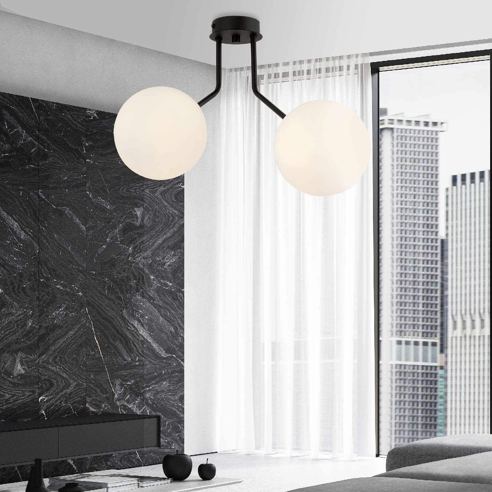 Lustra aplicata design modern NOVA 2 BLACK/OPAL, Lustre si Plafoniere moderne, LED⭐ modele elegante ieftine si de lux pentru iluminat dormitor si living.✅DeSiGn decorativ unic!❤️Promotii lampi❗ ➽www.evalight.ro. Alege oferte corpuri de iluminat interior de tip plafoniere si lustre aplicate de tavan si de perete, calitate deosebita la cel mai bun pret. a