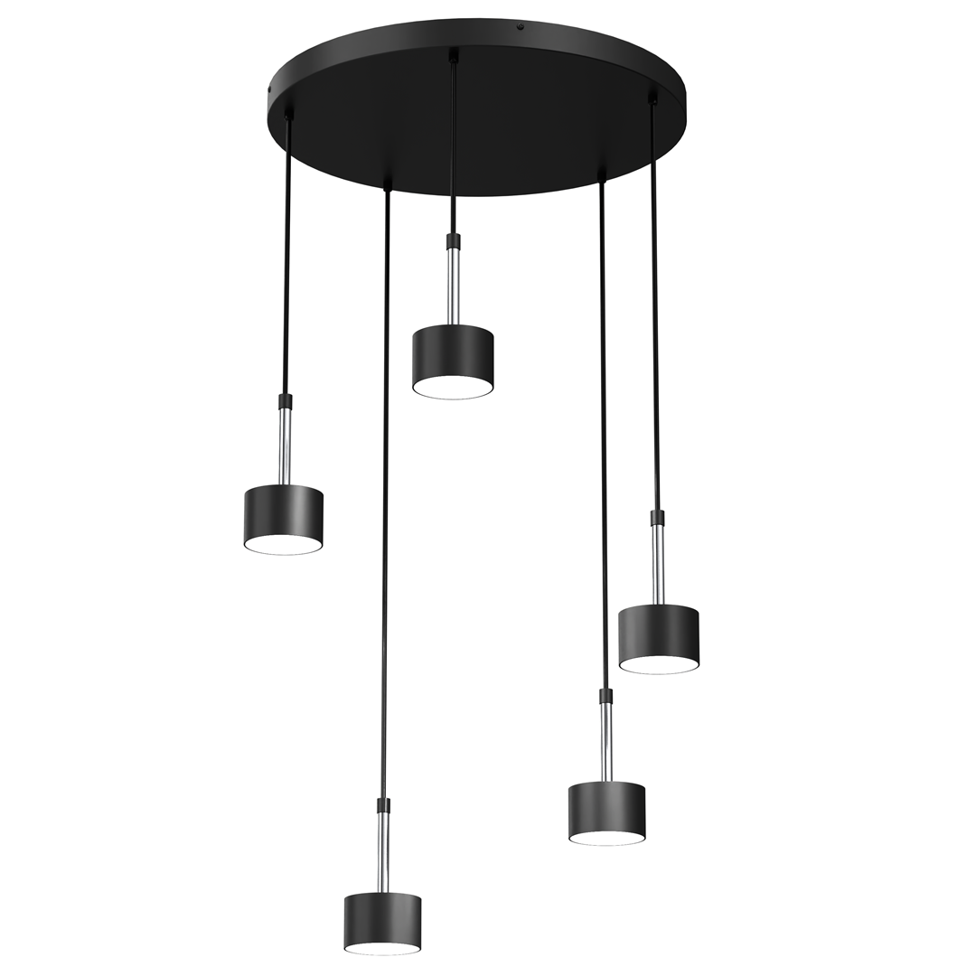 Lustra cu 5 pendule design modern ARENA negru, argintiu, Lustre tip Suspensii Corpuri de iluminat⭐ modele moderne pentru iluminat bucatarie, dormitor si living.✅DeSiGn decorativ unic!❤️Promotii lampi❗ ➽ www.evalight.ro. Oferte NOI la pendule (lungi) suspendate de tavan pt camere de interior (înalte), stil modern, elegante cu cristale, abajur din material textil, lemn, metal, sticla, calitate deosebita la cel mai bun pret. a