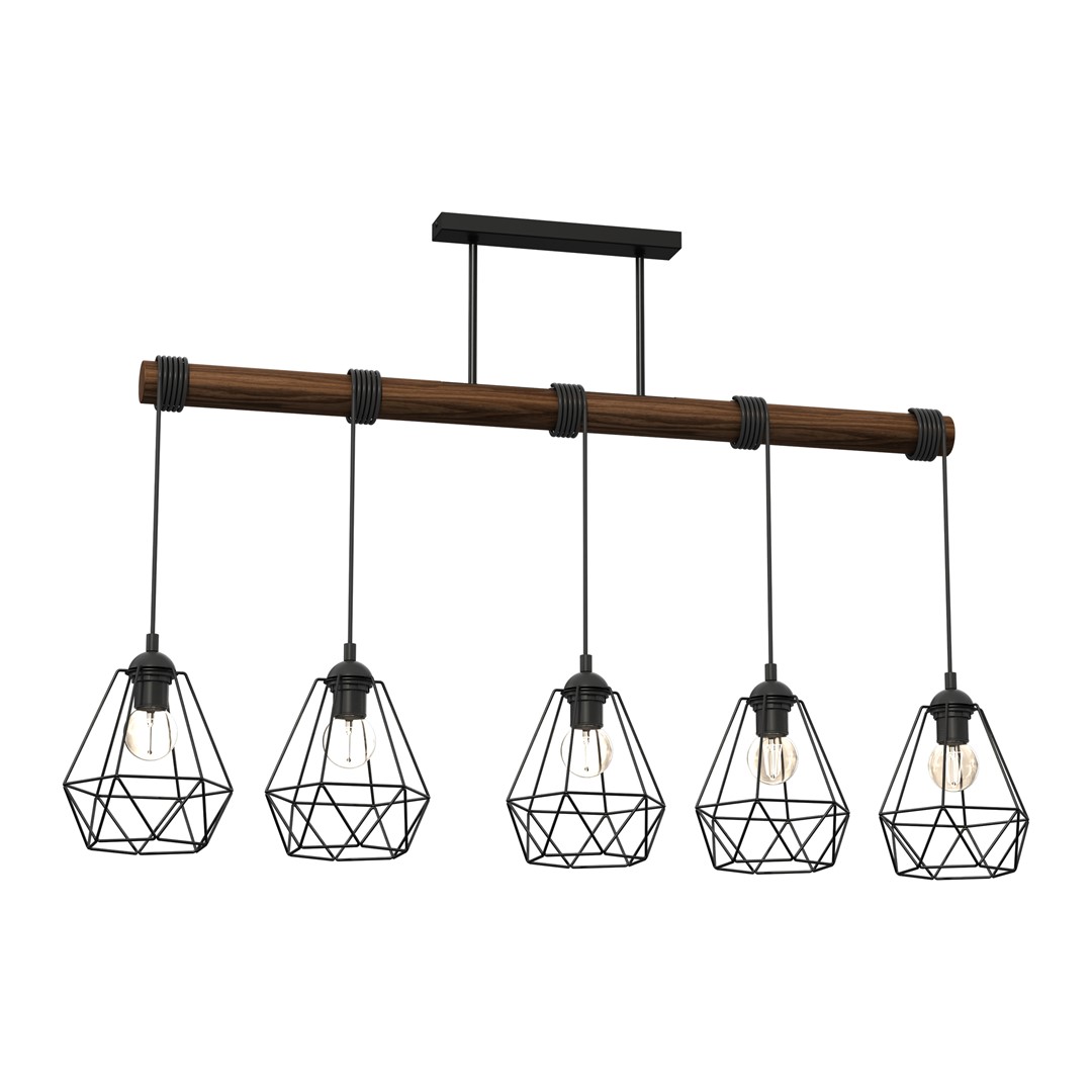 Lustra suspendata cu 5 pendule design industrial ACERO negru, maro MLG-MLP7889, Pendule / Lustre suspendate moderne, LED⭐ modele elegante pentru bucatarie, living dormitor.✅DeSiGn decorativ unic!❤️Promotii lampi❗ ➽www.evalight.ro. Alege corpuri de iluminat suspendate pt interior stil modern, suspensii de tip pendule cu cristale, abajur material textil, lemn, metal, sticla, bec tip lumanare Edison sau LED, ieftine si de lux, calitate deosebita la cel mai bun pret. a