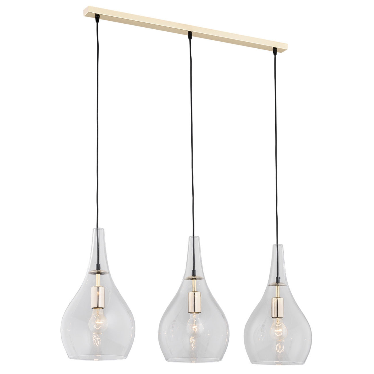 Lustra cu 3 Pendule sticla design decorativ SANTANA auriu/transparent, Pendule / Lustre suspendate moderne, LED⭐ modele elegante pentru bucatarie, living dormitor.✅DeSiGn decorativ unic!❤️Promotii lampi❗ ➽www.evalight.ro. Alege corpuri de iluminat suspendate pt interior stil modern, suspensii de tip pendule cu cristale, abajur material textil, lemn, metal, sticla, bec tip lumanare Edison sau LED, ieftine si de lux, calitate deosebita la cel mai bun pret. a