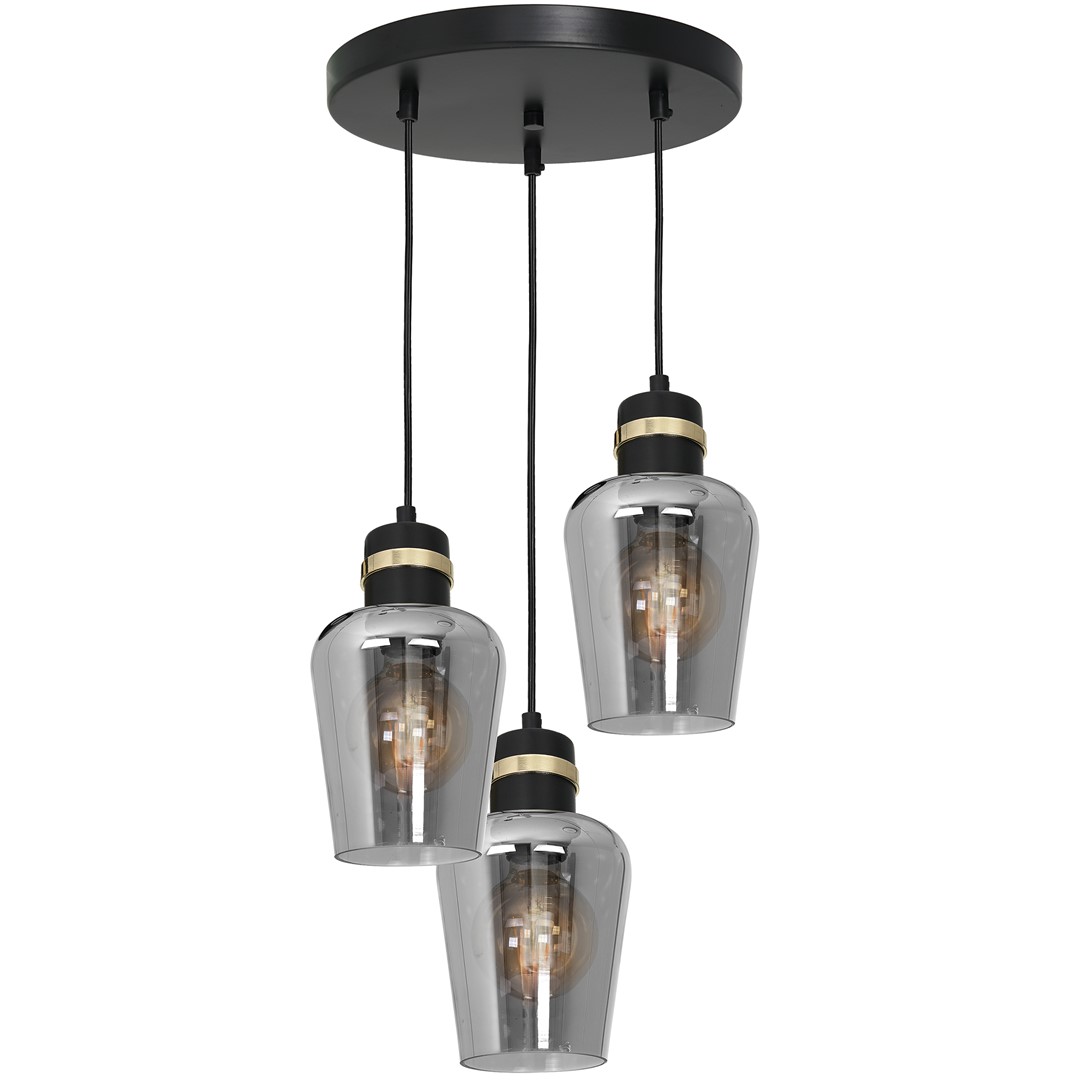 Lustra cu 3 pendule design modern RICHMOND negru, auriu , Corpuri de iluminat interior, moderne⭐ modele lustre interior pentru living, dormitor, bucatarie, baie.✅DeSiGn decorativ de lux!❤️Promotii lampi❗ ➽www.evalight.ro. Alege Corpuri de iluminat interior elegante in stil modern, suspendate sau aplicate de tavan si perete, ieftine de calitate deosebita la cel mai bun pret.
 a