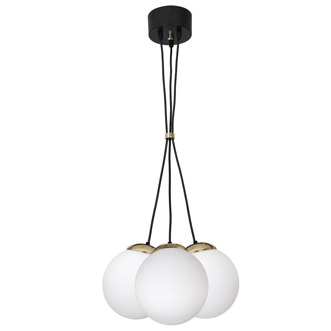 Lustra cu 3 pendule design modern SPARTA negru, auriu, Pendule / Lustre suspendate moderne, LED⭐ modele elegante pentru bucatarie, living dormitor.✅DeSiGn decorativ unic!❤️Promotii lampi❗ ➽www.evalight.ro. Alege corpuri de iluminat suspendate pt interior stil modern, suspensii de tip pendule cu cristale, abajur material textil, lemn, metal, sticla, bec tip lumanare Edison sau LED, ieftine si de lux, calitate deosebita la cel mai bun pret. a