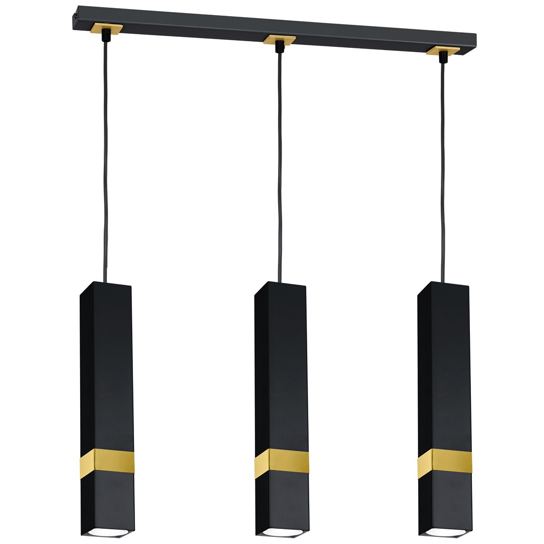 Lustra cu 3 pendule design modern VIDRA negru, auriu, Pendule / Lustre suspendate moderne, LED⭐ modele elegante pentru bucatarie, living dormitor.✅DeSiGn decorativ unic!❤️Promotii lampi❗ ➽www.evalight.ro. Alege corpuri de iluminat suspendate pt interior stil modern, suspensii de tip pendule cu cristale, abajur material textil, lemn, metal, sticla, bec tip lumanare Edison sau LED, ieftine si de lux, calitate deosebita la cel mai bun pret. a