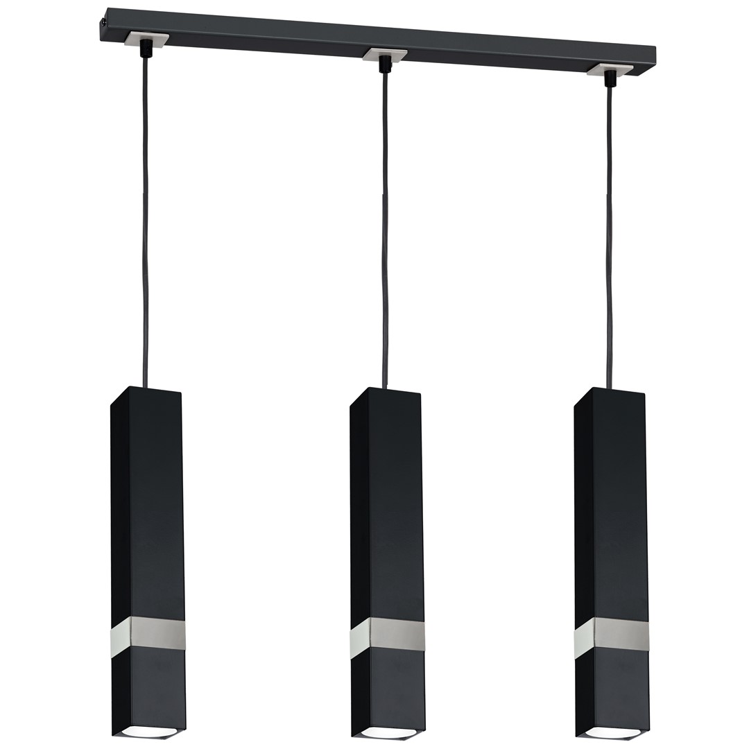 Lustra cu 3 pendule design modern VIDRA negru, crom, Pendule / Lustre suspendate moderne, LED⭐ modele elegante pentru bucatarie, living dormitor.✅DeSiGn decorativ unic!❤️Promotii lampi❗ ➽www.evalight.ro. Alege corpuri de iluminat suspendate pt interior stil modern, suspensii de tip pendule cu cristale, abajur material textil, lemn, metal, sticla, bec tip lumanare Edison sau LED, ieftine si de lux, calitate deosebita la cel mai bun pret. a