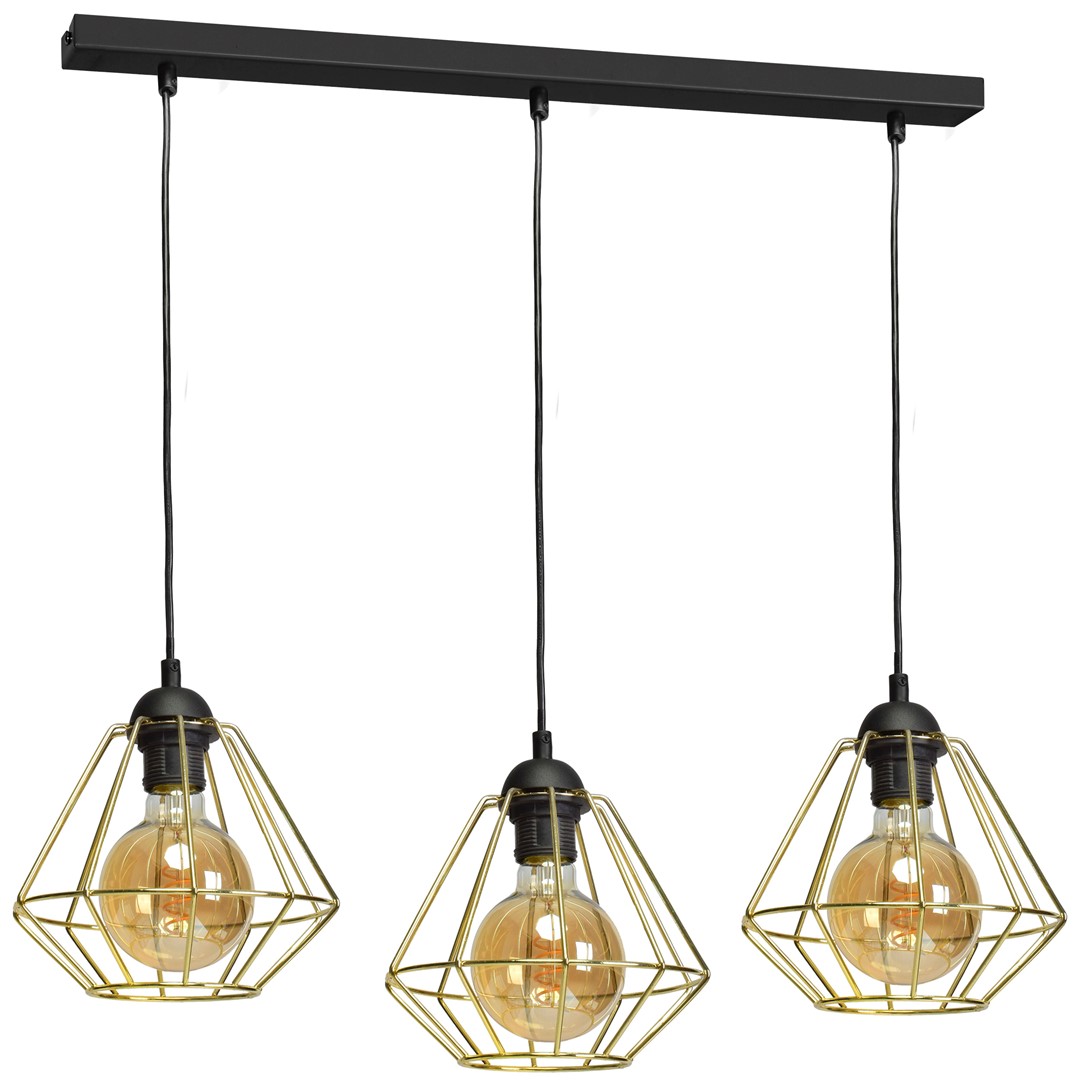 Lustra cu 3 pendule design modern LUPO negru, auriu, Pendule / Lustre suspendate moderne, LED⭐ modele elegante pentru bucatarie, living dormitor.✅DeSiGn decorativ unic!❤️Promotii lampi❗ ➽www.evalight.ro. Alege corpuri de iluminat suspendate pt interior stil modern, suspensii de tip pendule cu cristale, abajur material textil, lemn, metal, sticla, bec tip lumanare Edison sau LED, ieftine si de lux, calitate deosebita la cel mai bun pret. a