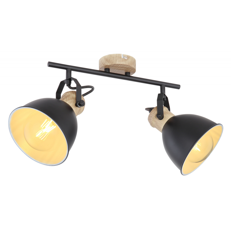 Plafoniera metal stil industrial WIHO 2 negru/maro, Aplice aplicate perete sau tavan cu spoturi, LED⭐ modele moderne corpuri de iluminat tip spoturi pe bara.✅Design decorativ unic!❤️Promotii lampi❗ ➽ www.evalight.ro. Alege aplice de iluminat interior, lustre si plafoniere cu 2 spoturi cu lumina LED si directie reglabila, spot orientabil cu intrerupator, simple si ieftine de calitate la cel mai bun pret. a