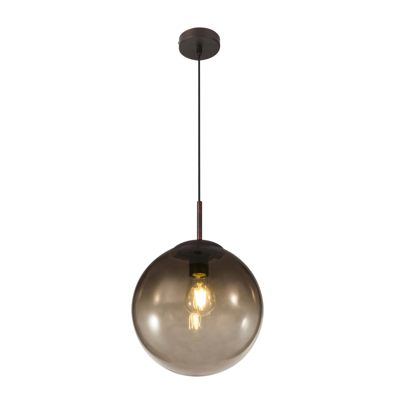 Lustra / Pendul modern Ø25cm VARUS maro/chihlimbar, Pendule / Lustre suspendate moderne, LED⭐ modele elegante pentru bucatarie, living dormitor.✅DeSiGn decorativ unic!❤️Promotii lampi❗ ➽www.evalight.ro. Alege corpuri de iluminat suspendate pt interior stil modern, suspensii de tip pendule cu cristale, abajur material textil, lemn, metal, sticla, bec tip lumanare Edison sau LED, ieftine si de lux, calitate deosebita la cel mai bun pret. a