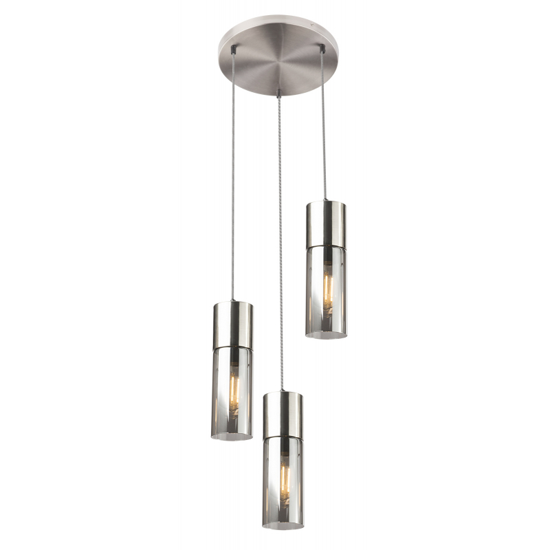 Lustra moderna cu 3 pendule ANNIKA nickel, Pendule / Lustre suspendate moderne, LED⭐ modele elegante pentru bucatarie, living dormitor.✅DeSiGn decorativ unic!❤️Promotii lampi❗ ➽www.evalight.ro. Alege corpuri de iluminat suspendate pt interior stil modern, suspensii de tip pendule cu cristale, abajur material textil, lemn, metal, sticla, bec tip lumanare Edison sau LED, ieftine si de lux, calitate deosebita la cel mai bun pret. a