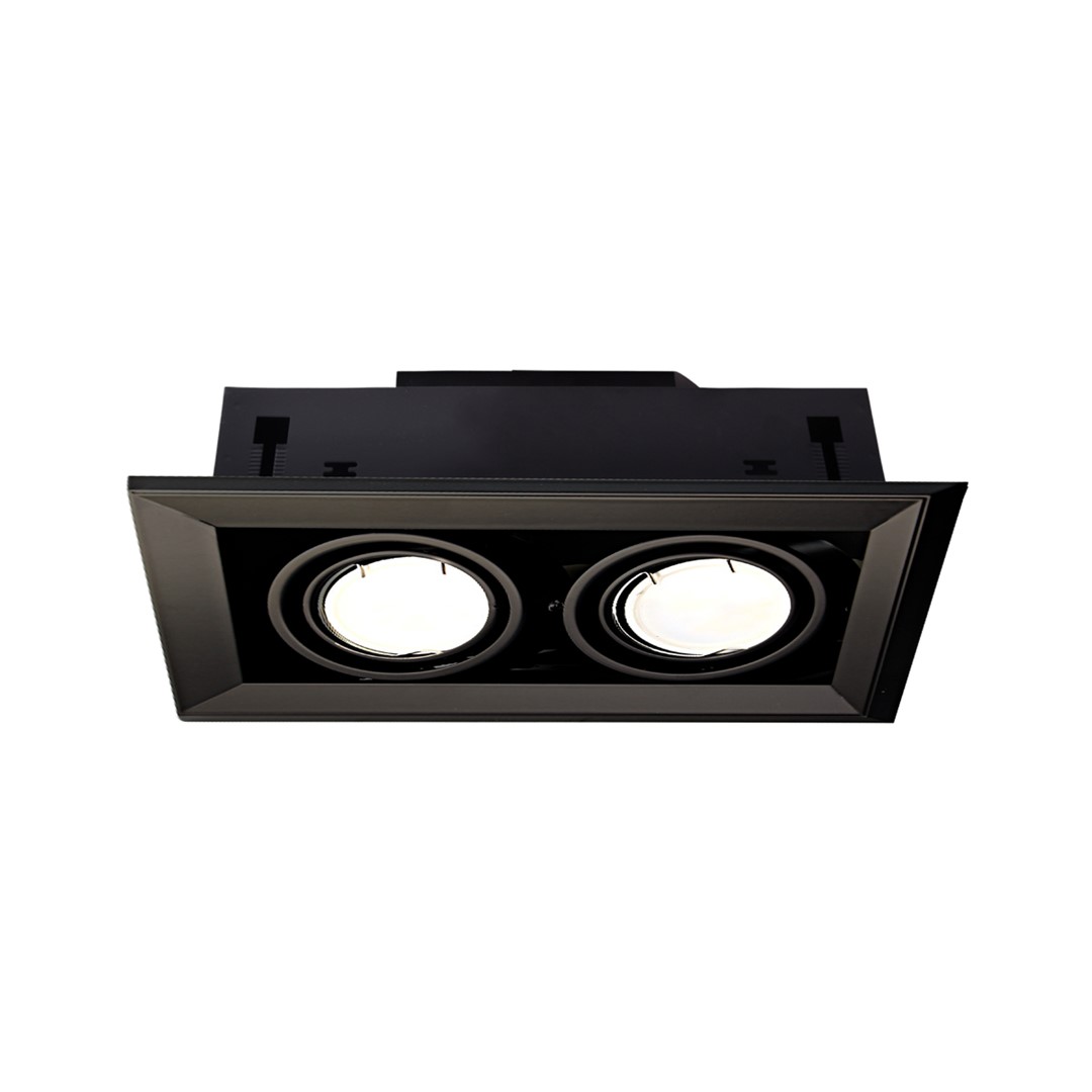 Corp incastrabil cu 2 spoturi directionabile BLOCCO negru, Spoturi incastrate tavan / perete, LED⭐ modele moderne pentru baie, living, dormitor, bucatarie, hol.✅Design decorativ unic!❤️Promotii lampi❗ ➽ www.evalight.ro. Alege corpuri de iluminat interior de tip spot-uri incastrabile cu LED, cu lumina calda, alba rece sau neutra, montare in tavanul fals rigips, mobila, pardoseala, beton, ieftine de calitate la cel mai bun pret. a