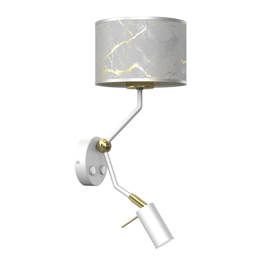 Aplica de perete cu reader mini GU10 design modern SENSO alb, auriu, Corpuri de iluminat interior, moderne⭐ modele lustre interior pentru living, dormitor, bucatarie, baie.✅DeSiGn decorativ de lux!❤️Promotii lampi❗ ➽www.evalight.ro. Alege Corpuri de iluminat interior elegante in stil modern, suspendate sau aplicate de tavan si perete, ieftine de calitate deosebita la cel mai bun pret.
 a